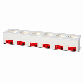 Колбонагреватель аналоговый шестиместный с перемешиванием OmnisLab Optimum HMF-602S (6×250 мл, до 450 °C)