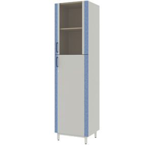 Шкаф для документов с верхней стеклянной дверью в раме из софтформинга "Серый-Джинс" ЛАБ-PRO ШД 50.50.193