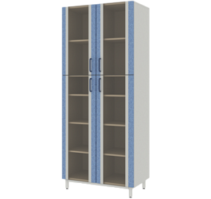 Шкаф для лабораторной посуды со стеклянными дверями в рамах из софтформинга "Серый-Джинс" ЛАБ-PRO ШП 80.50.193